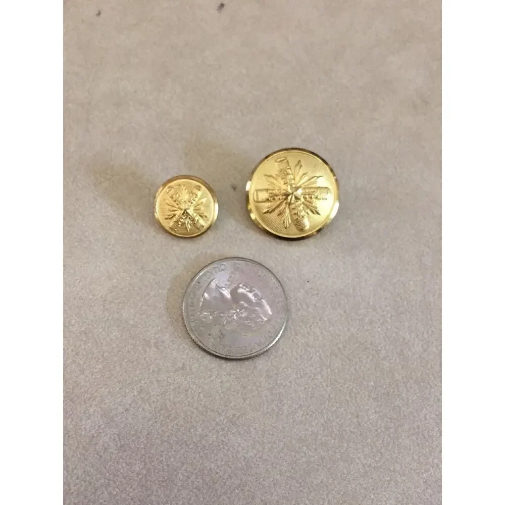 Lot 11 Vintage Military Cannon Star Round Brass Metal Shank Buttons 1.5-2.25cm